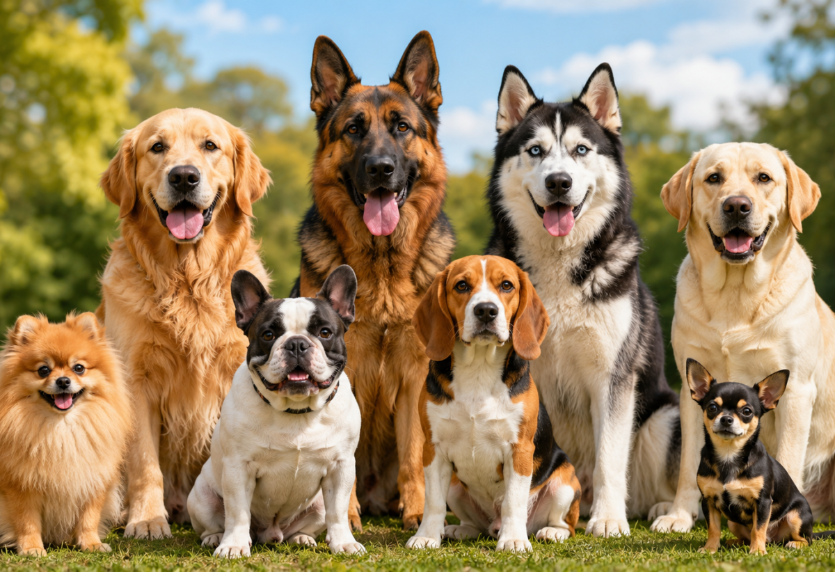 Different types of dogs from various breeds