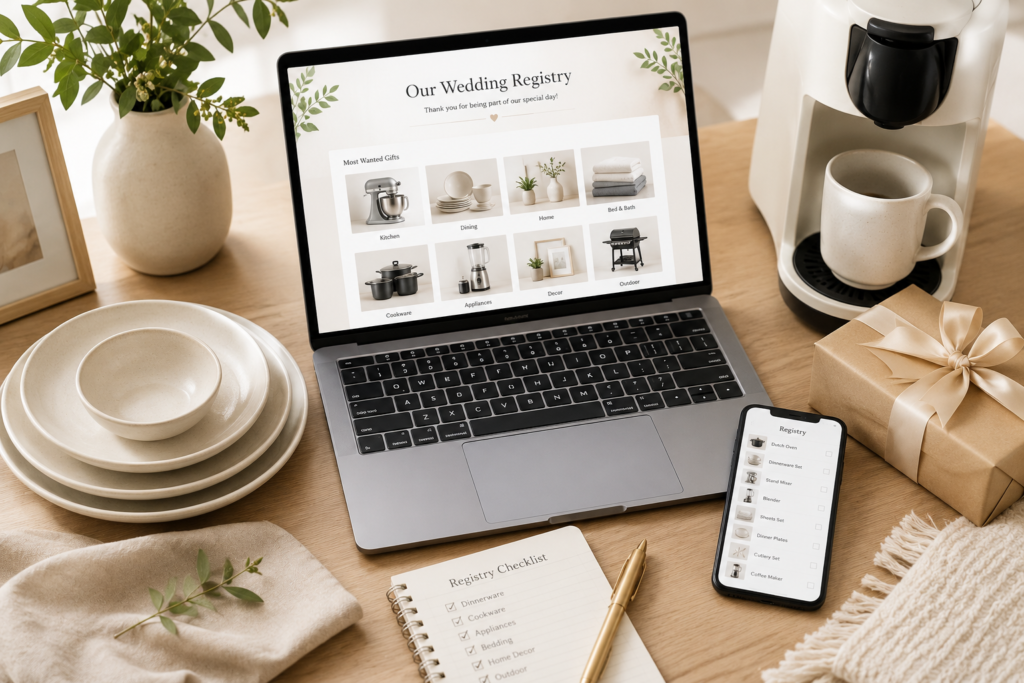 Creating an Amazon Wedding Registry on a laptop