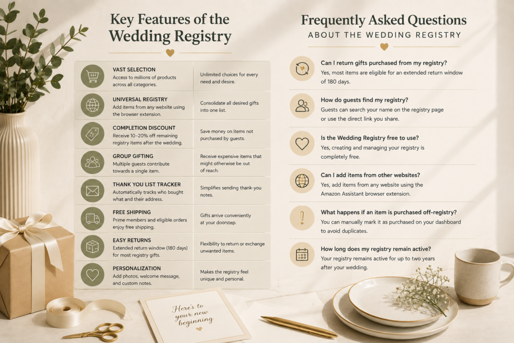 Amazon Wedding Registry features and frequently asked questions