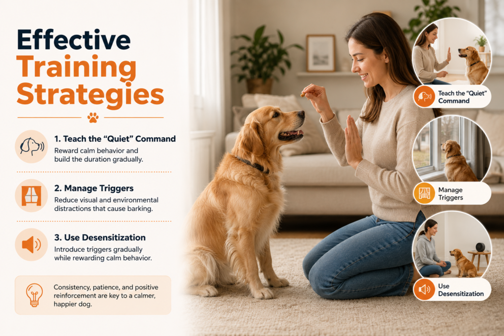 Dog training with positive reinforcement to reduce barking