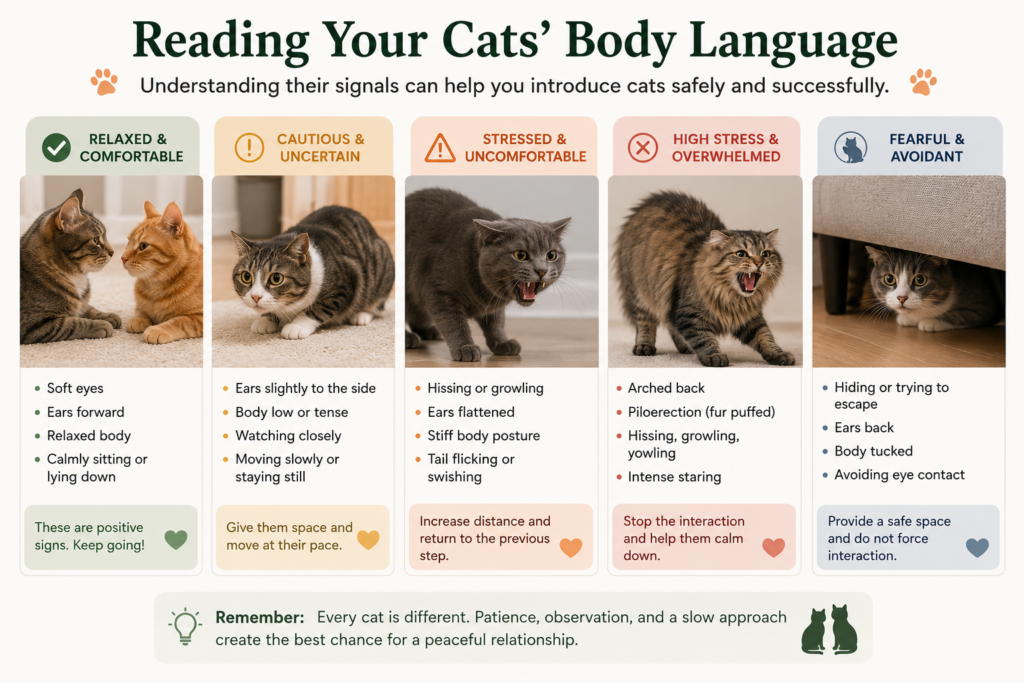 Cat body language signs during a cat introduction