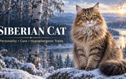 Siberian Cat Personality, Care and Hypoallergenic Traits Siberian cat with a thick triple coat sitting in a snowy Russian forest