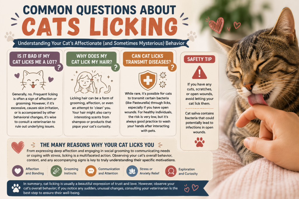 Common questions about cats licking and why cats lick their owners