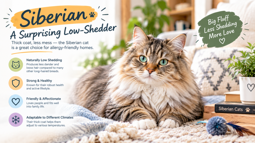 Siberian cat with low shedding coat
