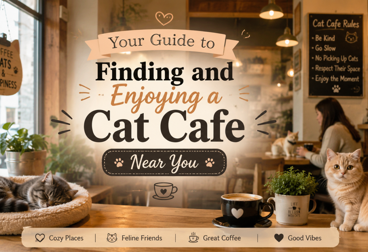 Cozy cat cafe with cats, coffee, and a welcoming atmosphere for visitors