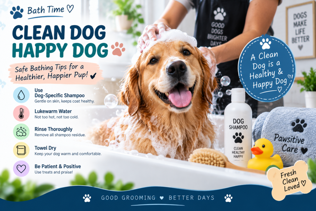 Dog bathing tips for a clean, healthy and happy dog